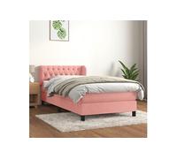 Vidaxl Lit À Sommier Tapissier Avec Matelas Rose 90x190 Cm Velours Rose