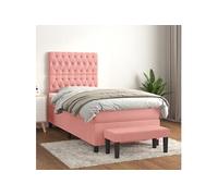 Boxspring met matras fluweel roze 90x200 cm3138006