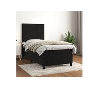 Sommier à Lattes de Lit avec Matelas, Lit Rembourré, Lit Simple, Lit Adulte de Chambre à Coucher Intérieur, Moderne, Noir 100x200 cm Velours