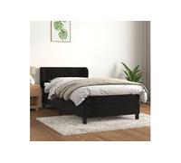 Sommier à Lattes de Lit et Matelas Rembourré Noir 80x200 cm Velours vidaXL