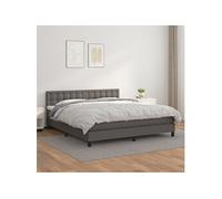 Vidaxl Lit À Sommier Tapissier Avec Matelas Gris 160x200 Cm Similicuir Gris