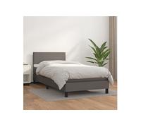 Vidaxl Lit À Sommier Tapissier Avec Matelas Gris 80x200 Cm Similicuir Gris