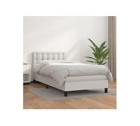 Vidaxl Lit À Sommier Tapissier Avec Matelas Blanc 100x200cm Similicuir Blanc
