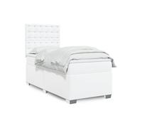 Vidaxl Sommier À Lattes De Lit Avec Matelas Blanc 100x200cm Similicuir Blanc
