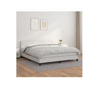 vidaXL Boxspring met matras kunstleer wit 160x200 cm3141012 Blanc G