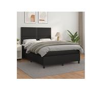 Vidaxl Lit À Sommier Tapissier Avec Matelas Noir 140x190 Cm Similicuir Noir