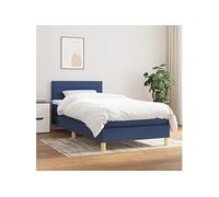 Vidaxl Lit À Sommier Tapissier Avec Matelas Bleu 100x200 Cm Tissu Bleu