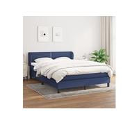 Sommier à Lattes de Lit avec Matelas, Lit Rembourré, Lit Double, Lit Adulte de Chambre à Coucher Intérieur, Moderne, Bleu 140x200 cm Tissu