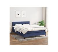 Boxspring met matras stof blauw 140x200 cm3140143