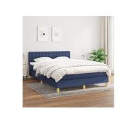 Boxspring met matras stof blauw 140x200 cm3140943