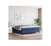 Vidaxl Lit À Sommier Tapissier Avec Matelas Bleu 180x200 Cm Tissu Bleu