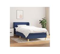 Boxspring met matras stof blauw 90x190 cm3126851