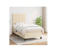 Boxspring met matras stof crÃmekleurig 100x200 cm3141758