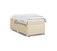 vidaXL Sommier à lattes de lit avec matelas rembourré en tissu Crème 100x200 cm