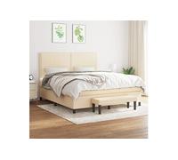 vidaXL Boxspring met matras stof crÃmekleurig 180x200 cm3136538 Blanc G
