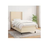 Boxspring met matras stof crÃmekleurig 90x200 cm3131246
