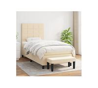 Boxspring met matras stof crÃmekleurig 90x200 cm3136570