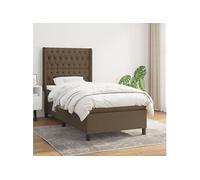 vidaXL Boxspring met matras stof donkerbruin 100x200 cm3131652 Marron G