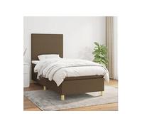 Vidaxl Lit À Sommier Tapissier Avec Matelas Marron Foncé 100x200 Cm Marron