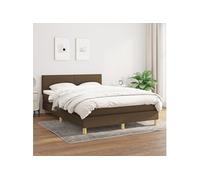 Vidaxl Lit À Sommier Tapissier Avec Matelas Marron Foncé 140x200 Cm Marron
