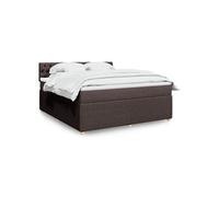 vidaXL Boxspring met matras stof donkerbruin 180x200 cm3287545 Marron G