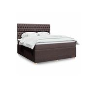 vidaXL Boxspring met matras stof donkerbruin 180x200 cm3292145 Marron G