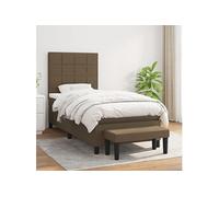 Boxspring met matras stof donkerbruin 90x190 cm3136560