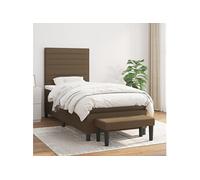vidaXL Boxspring met matras stof donkerbruin 90x190 cm3136640 Marron G