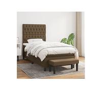 vidaXL Boxspring met matras stof donkerbruin 90x200 cm3136808 Marron G