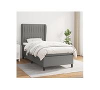 Sommier à Lattes de Lit avec Matelas Rembourré Gris Foncé 100x200cm Tissu vidaXL