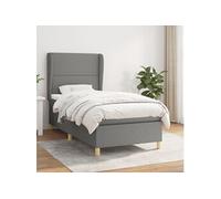 Sommier à Lattes de Lit avec Matelas, Lit Rembourré, Lit Simple, Lit Adulte de Chambre à Coucher Intérieur, Moderne, Gris Foncé 100x200cm Tissu