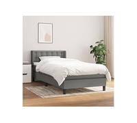 Sommier à Lattes de Lit avec Matelas, Lit Rembourré, Lit Simple, Lit Adulte de Chambre à Coucher Intérieur, Moderne, Gris Foncé 100x200cm Tissu