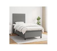Vidaxl Lit À Sommier Tapissier Avec Matelas Gris Foncé 100x200cm Tissu Gris
