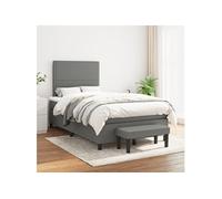 Vidaxl Lit À Sommier Tapissier Avec Matelas Gris Foncé 120x200cm Tissu Gris
