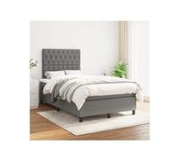 Vidaxl Lit À Sommier Tapissier Avec Matelas Gris Foncé 120x200cm Tissu Gris