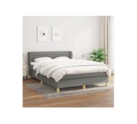 Vidaxl Lit À Sommier Tapissier Avec Matelas Gris Foncé 140x190cm Tissu Gris