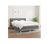 Vidaxl Lit À Sommier Tapissier Avec Matelas Gris Foncé 140x190cm Tissu Gris