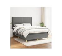 Sommier à Lattes de Lit avec Matelas Rembourré Bleu 140x190 cm Tissu vidaXL