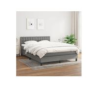 Sommier à Lattes de Lit avec Matelas, Lit Rembourré, Lit Double, Lit Adulte de Chambre à Coucher Intérieur, Moderne, Gris Foncé 140x190cm Tissu