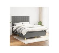 Vidaxl Lit À Sommier Tapissier Avec Matelas Gris Foncé 140x190cm Tissu Gris