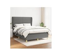 vidaXL Boxspring met matras stof donkergrijs 140x200 cm3128686 Gris G