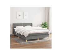 3130194 vidaXL Lit à sommier tapissier avec matelas Gris foncé 140x200cm Tissu