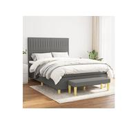Boxspring met matras stof donkergrijs 140x200 cm3137318
