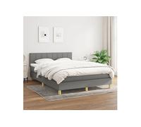 Sommier à Lattes de Lit avec Matelas, Lit Rembourré, Lit Double, Lit Adulte de Chambre à Coucher Intérieur, Moderne, Gris Foncé 140x200cm Tissu