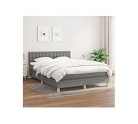 Boxspring met matras stof donkergrijs 140x200 cm3140938