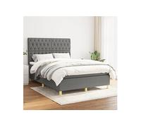 Sommier à Lattes de Lit avec Matelas, Lit Rembourré, Lit Double, Lit Adulte de Chambre à Coucher Intérieur, Moderne, Gris Foncé 140x200cm Tissu