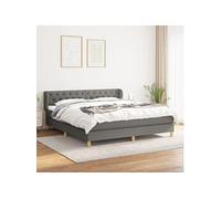 Sommier à Lattes de Lit avec Matelas, Lit Rembourré, Lit Double, Lit Adulte de Chambre à Coucher Intérieur, Moderne, Gris Foncé 160x200cm Tissu
