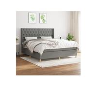 Boxspring met matras stof donkergrijs 160x200 cm3132242