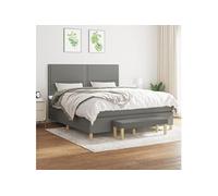 Sommier à Lattes de Lit avec Matelas, Lit Rembourré, Lit Double, Lit Adulte de Chambre à Coucher Intérieur, Moderne, Gris Foncé 160x200cm Tissu