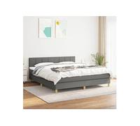 Vidaxl Lit À Sommier Tapissier Avec Matelas Gris Foncé 160x200cm Tissu Gris